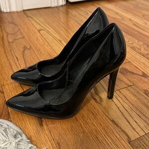 DKNY black patent leather stiletto pumps